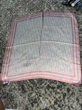 Dior Pink and Ivory Monogram Silk Scarf